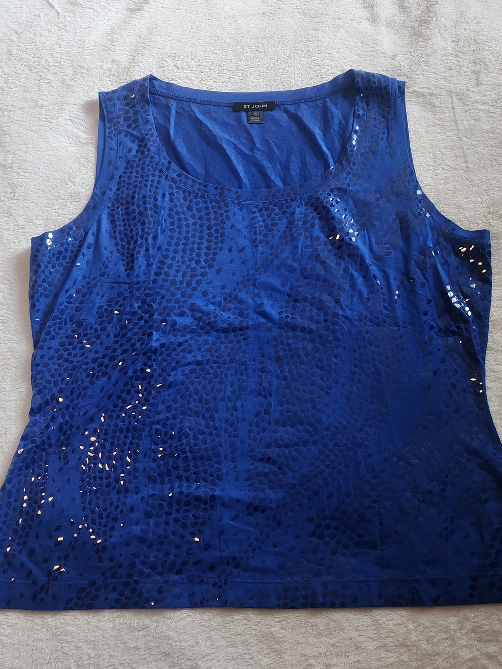 St. John Sleeveless Sequin Accent Tank - Royal Blue